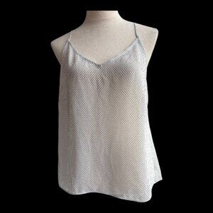 Polka Dot Cami Tank Top Small -Adjustable Spaghetti Strap V-Neck (2612-1)